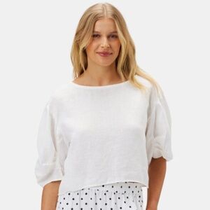 NWT Lilly Pilly Leia Organic Linen Top Amour Vert